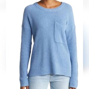 Madewell Thompson Pocket Light Blue Pullover Crew Neck Spring Sweater XS
